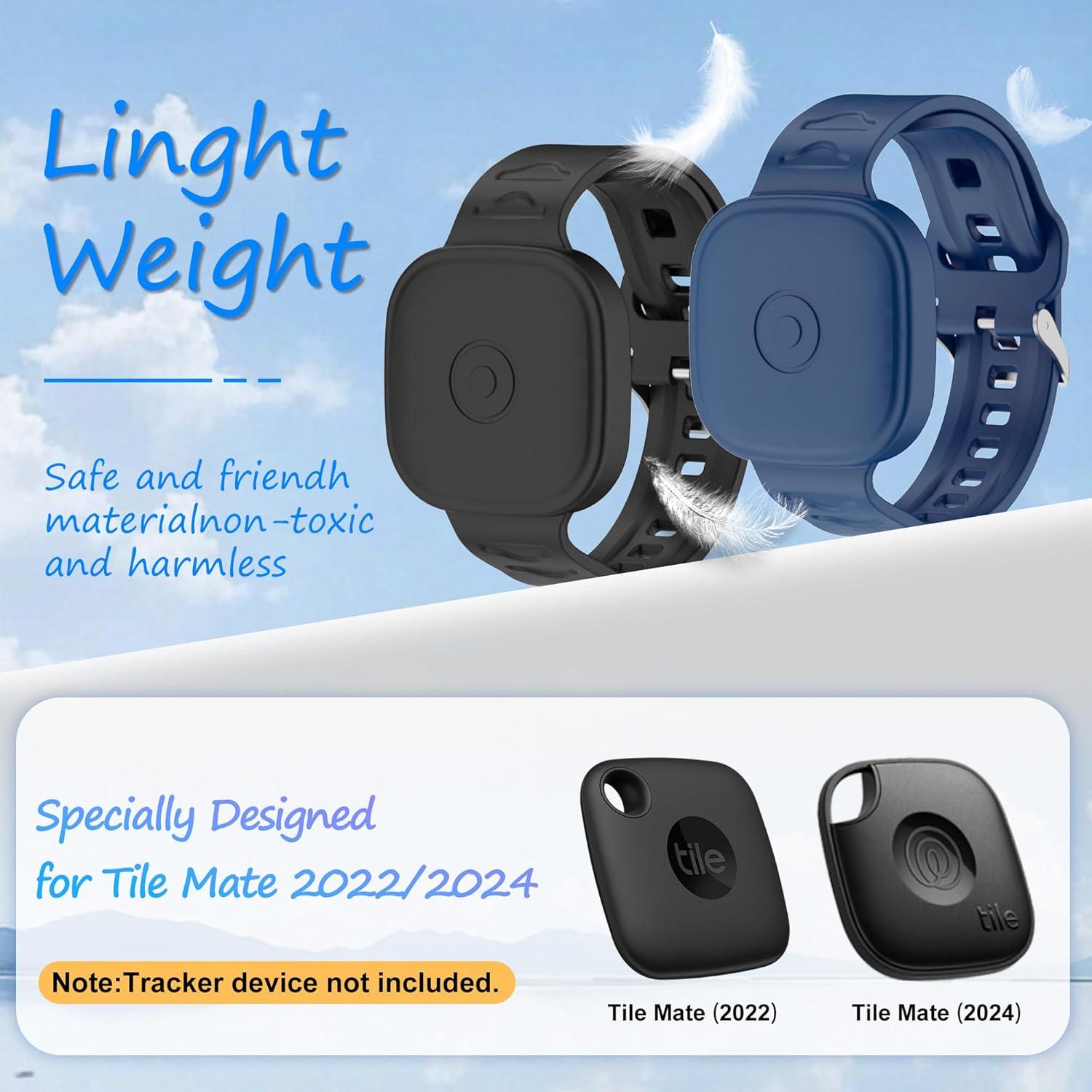 2 Pulseras de Silicona Impermeables para Tile Mate 2024 - Negro y Azul