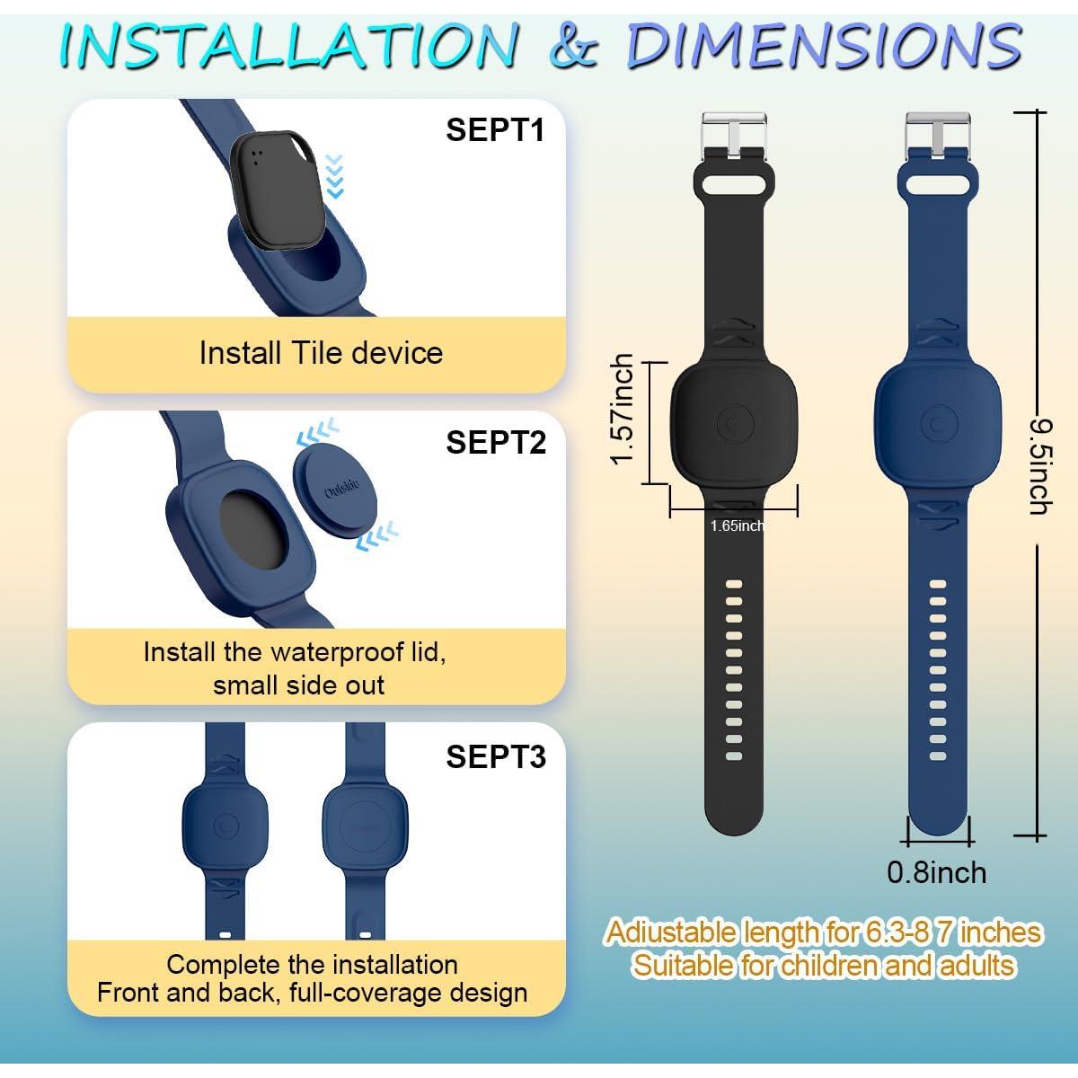 2 Pulseras de Silicona Impermeables para Tile Mate 2024 - Negro y Azul