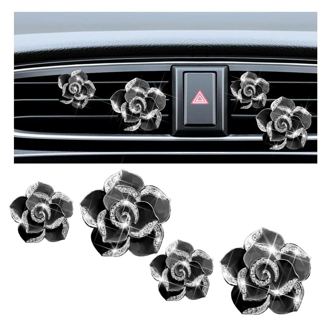 Clips de Ventilación para Auto Osilly 4 Piezas Flor Rhinestone
