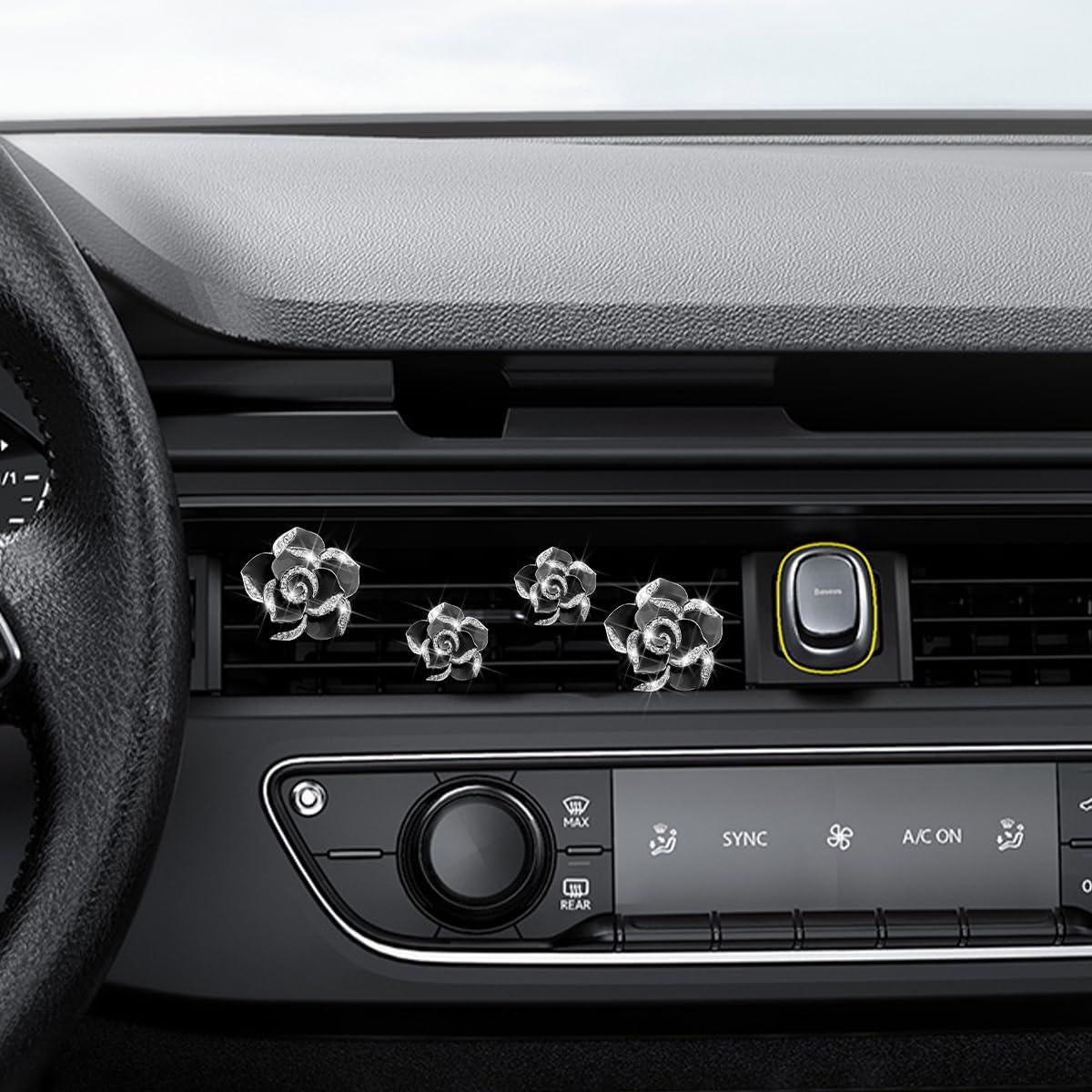 Clips de Ventilación para Auto Osilly 4 Piezas Flor Rhinestone