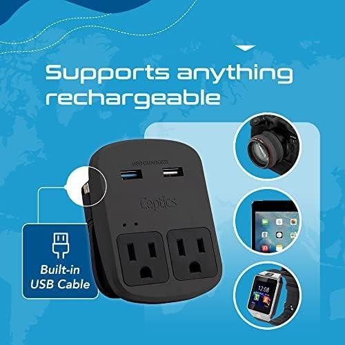 Kit Adaptador de Viaje Ceptics WPS-2BPlus - 2 USB + USB-C