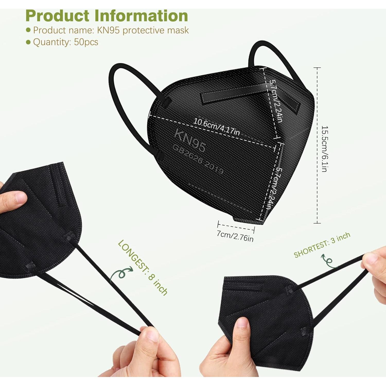 Mascarillas KN95 Wecolor 50 Unidades 5 Capas Transpirables