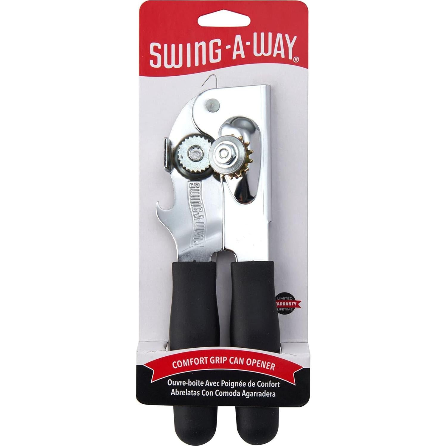 Abrelatas Swing-A-Way Ergonomico Acero Inoxidable Negro