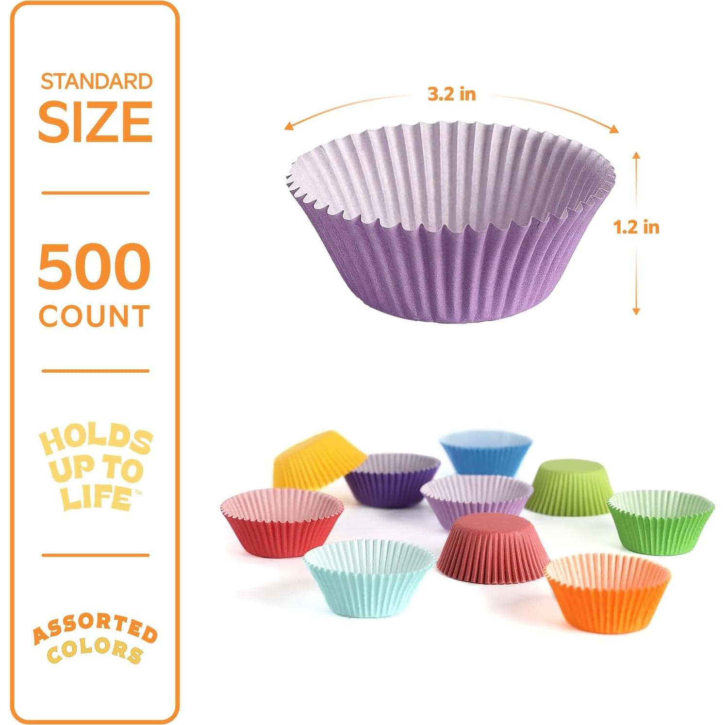 Forros de Cupcake GUSTO 500 Unidades Coloridos Estándar