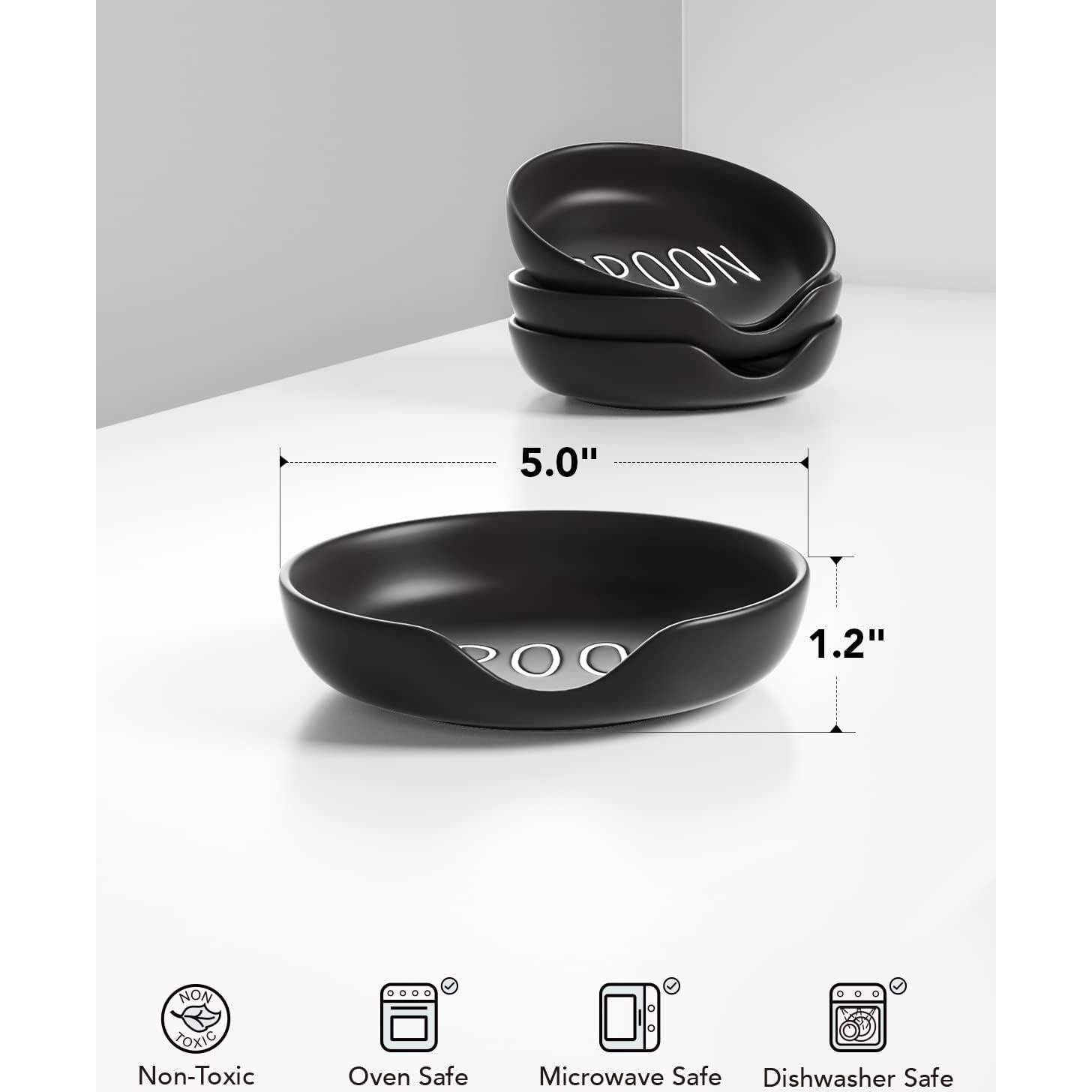 Soporte para Cucharas LE TAUCI Cerámica Negro Mate Set de 4