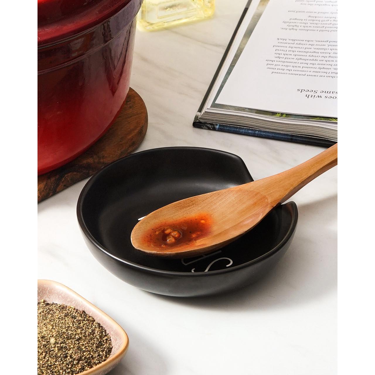 Soporte para Cucharas LE TAUCI Cerámica Negro Mate Set de 4