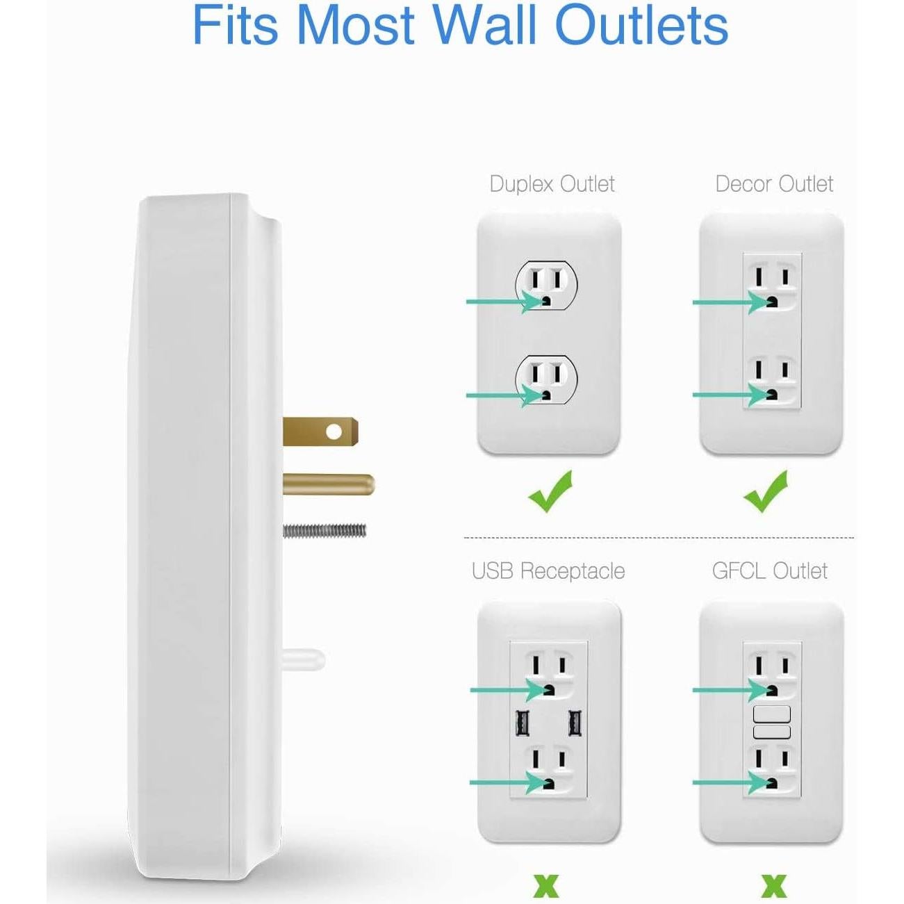 KMC Protector de Sobretensión 6 Salidas 2 USB 3.4A 980J Blanco