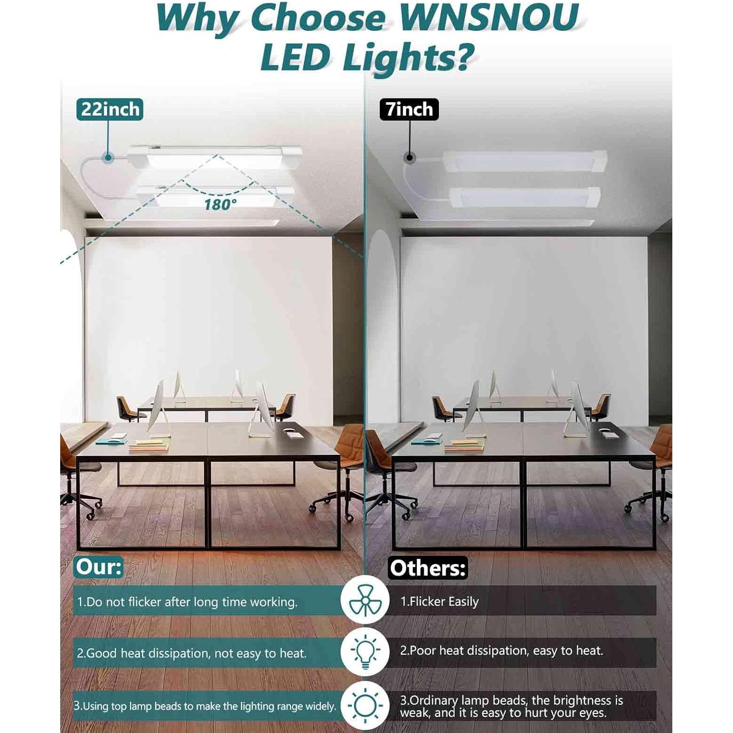 Luz de tubo LED WNSNOU 1.4FT 1800LM IP66 para gabinete