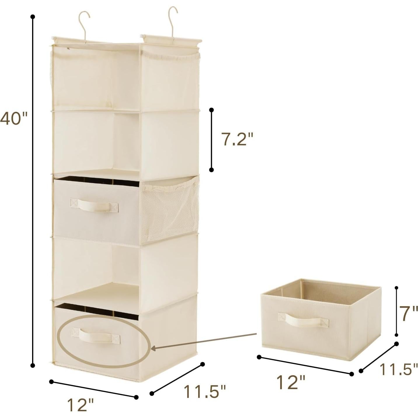 Organizador de Closet Colgante MAX Houser 5 Niveles Beige