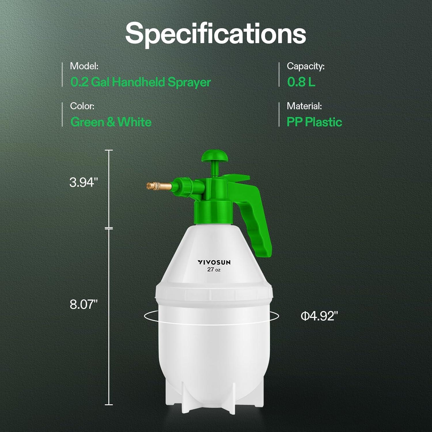 Pulverizador de Bomba VIVOSUN 0.76L Verde con Boquilla Ajustable