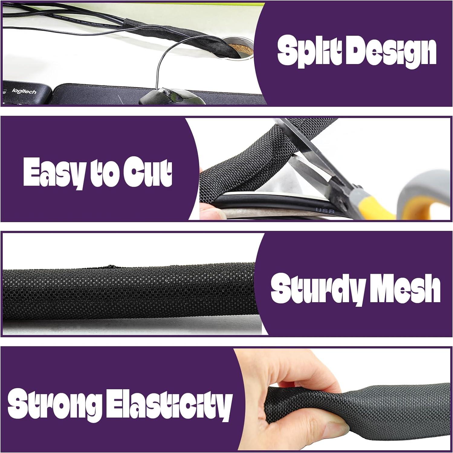 Manga de Cable Organizador Qjaiune 3m x 1.27cm Negra