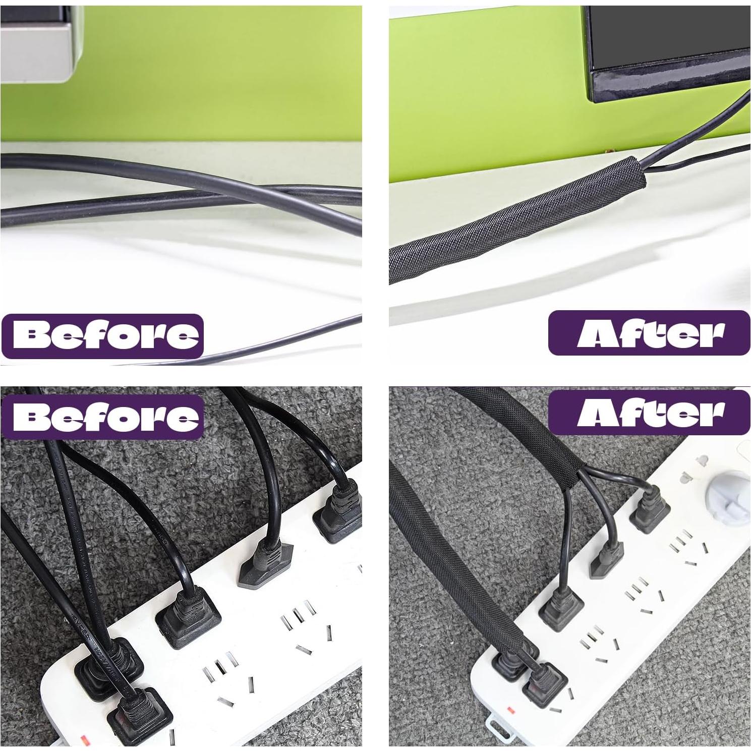 Manga de Cable Organizador Qjaiune 3m x 1.27cm Negra