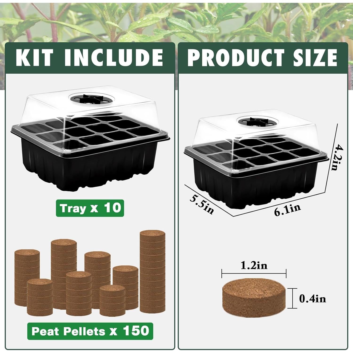 Kit de Inicio de Semillas ZeeDix - 10 Bandejas con 120 Celdas