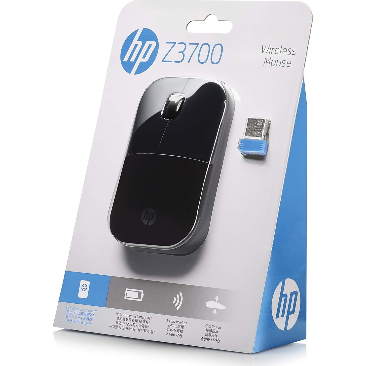 Ratón Inalámbrico HP Z3700 Negro - Receptor USB, 10.11x6.02cm