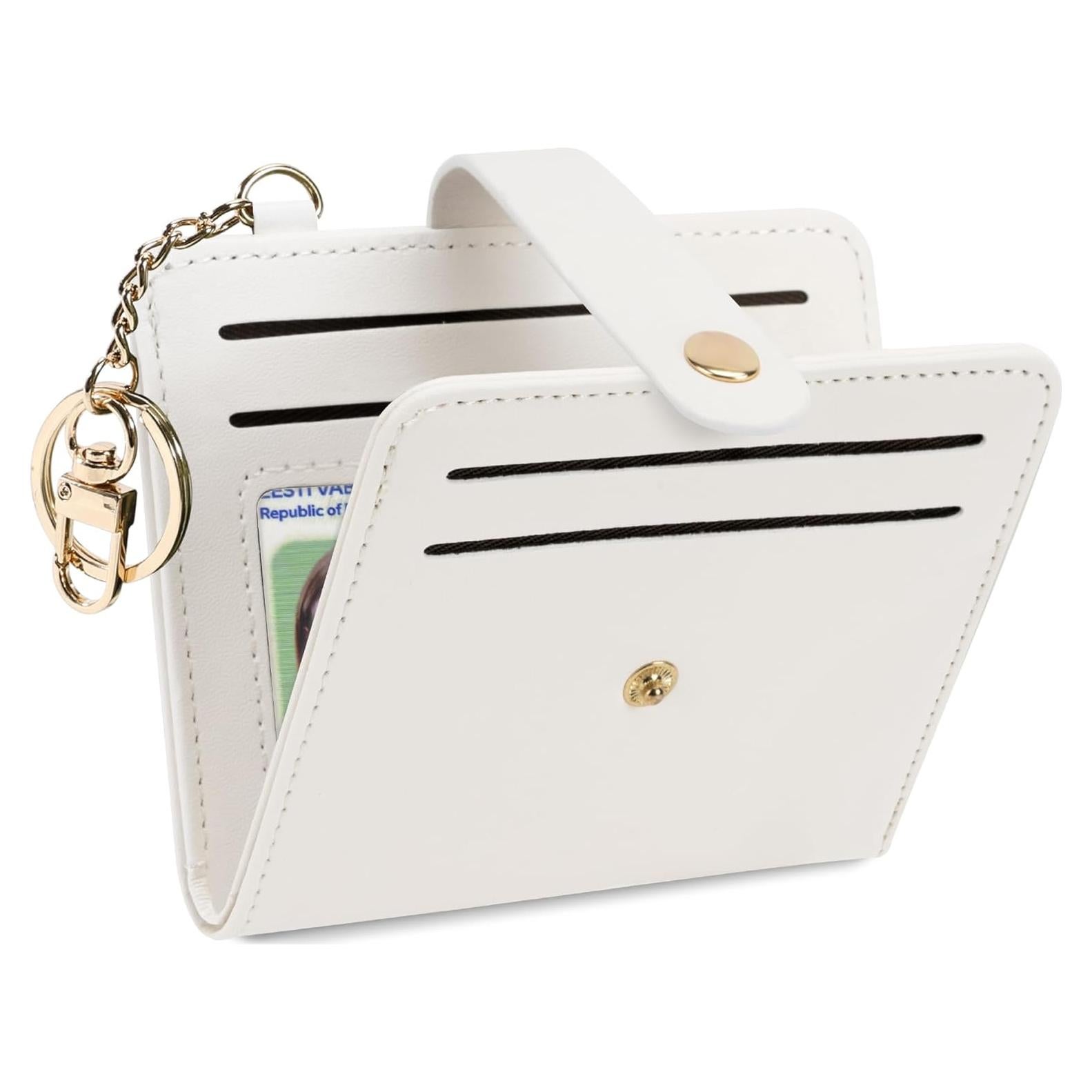 Cartera Pequeña Mujer Airkit RFID Cuero Beige con Llavero