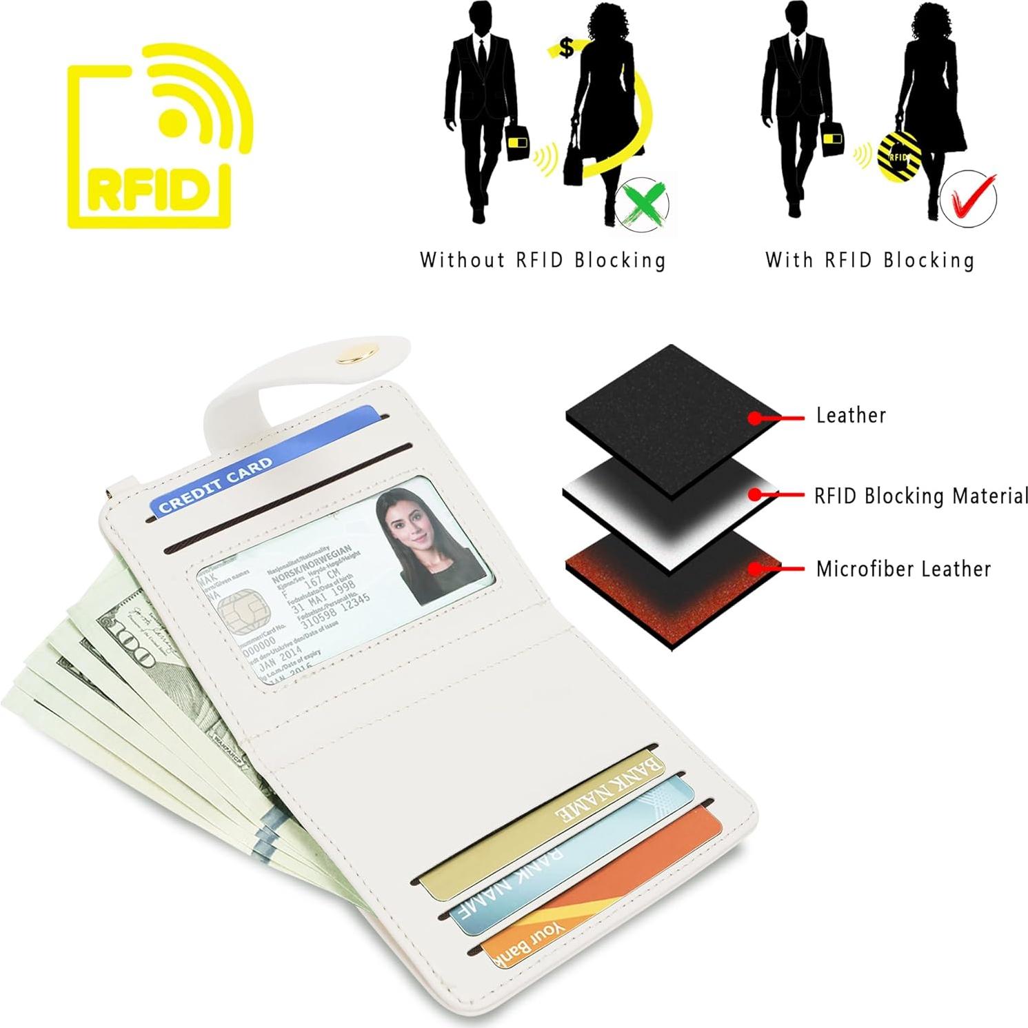 Cartera Pequeña Mujer Airkit RFID Cuero Beige con Llavero