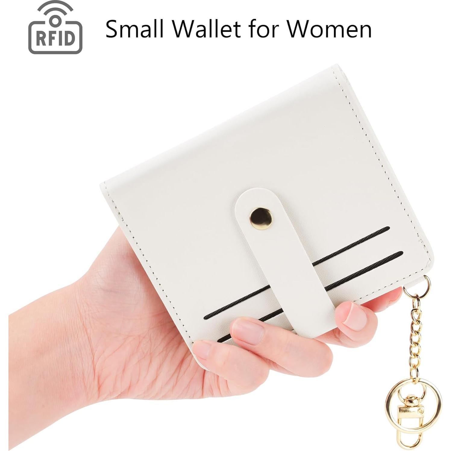 Cartera Pequeña Mujer Airkit RFID Cuero Beige con Llavero