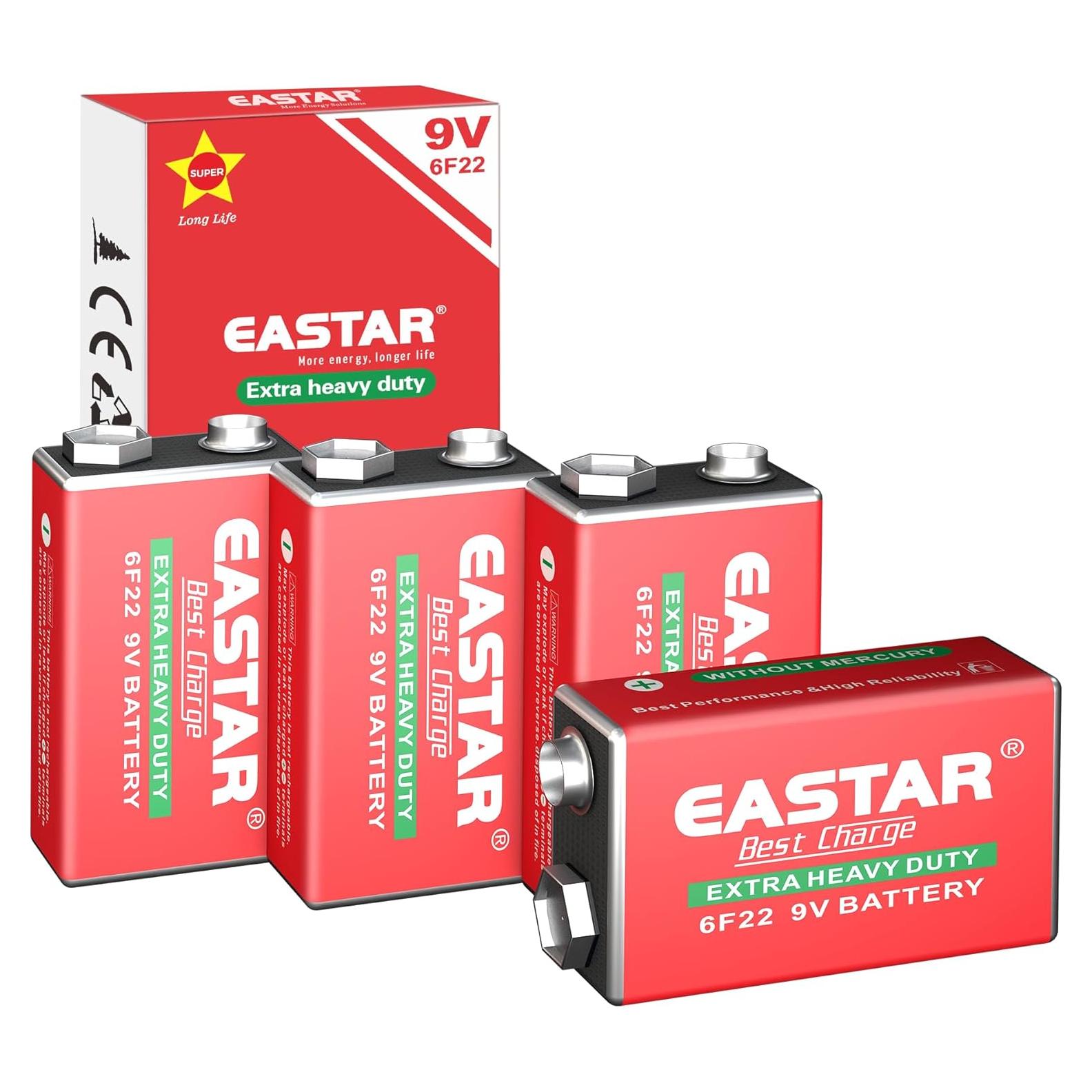 Baterías de Carbono Zinc 9V EASTAR BTS - Paquete de 4 Unidades