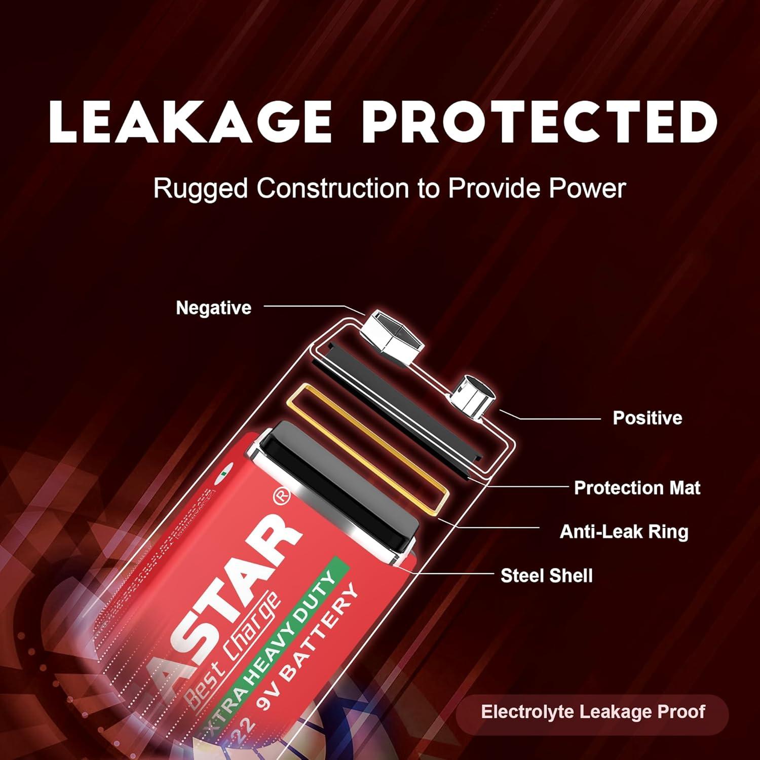 Baterías de Carbono Zinc 9V EASTAR BTS - Paquete de 4 Unidades