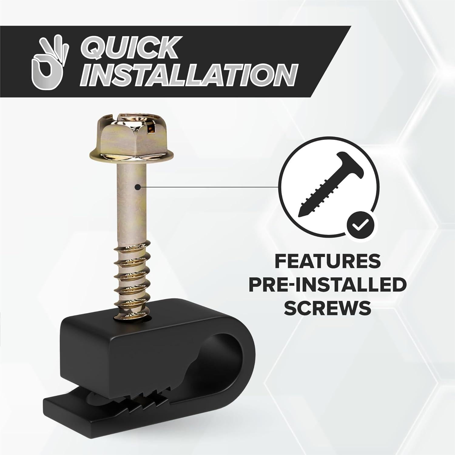 Clips de Cable Coaxial THE CIMPLE CO, Paquete de 10, Negro