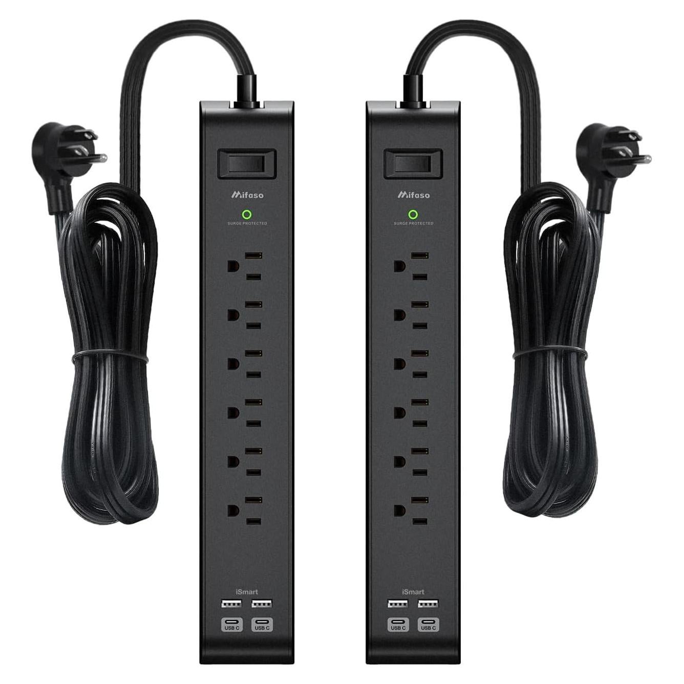 Regleta de Sobretensión Mifaso 6 Salidas 4 USB 1.52m 900J