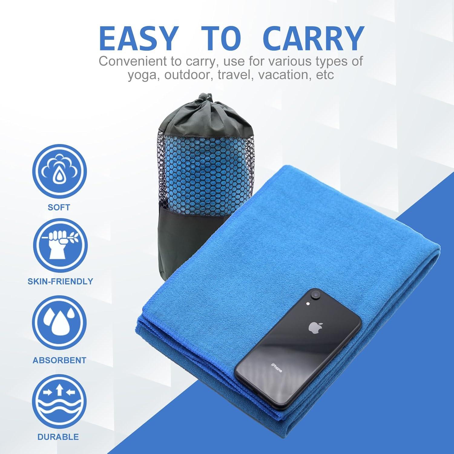 Toalla de Yoga Eunzel Antideslizante 183x61cm Azul Microfibra