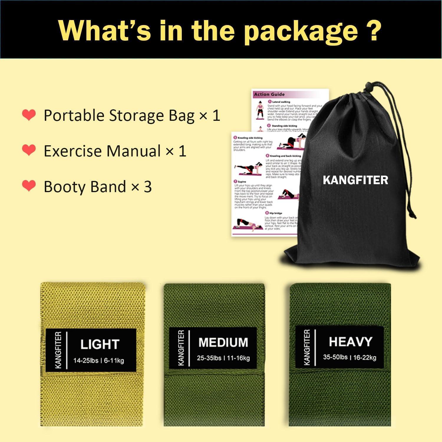 Bandas de Resistencia KANGFITER 3 PCS Antideslizantes para Ejercicio