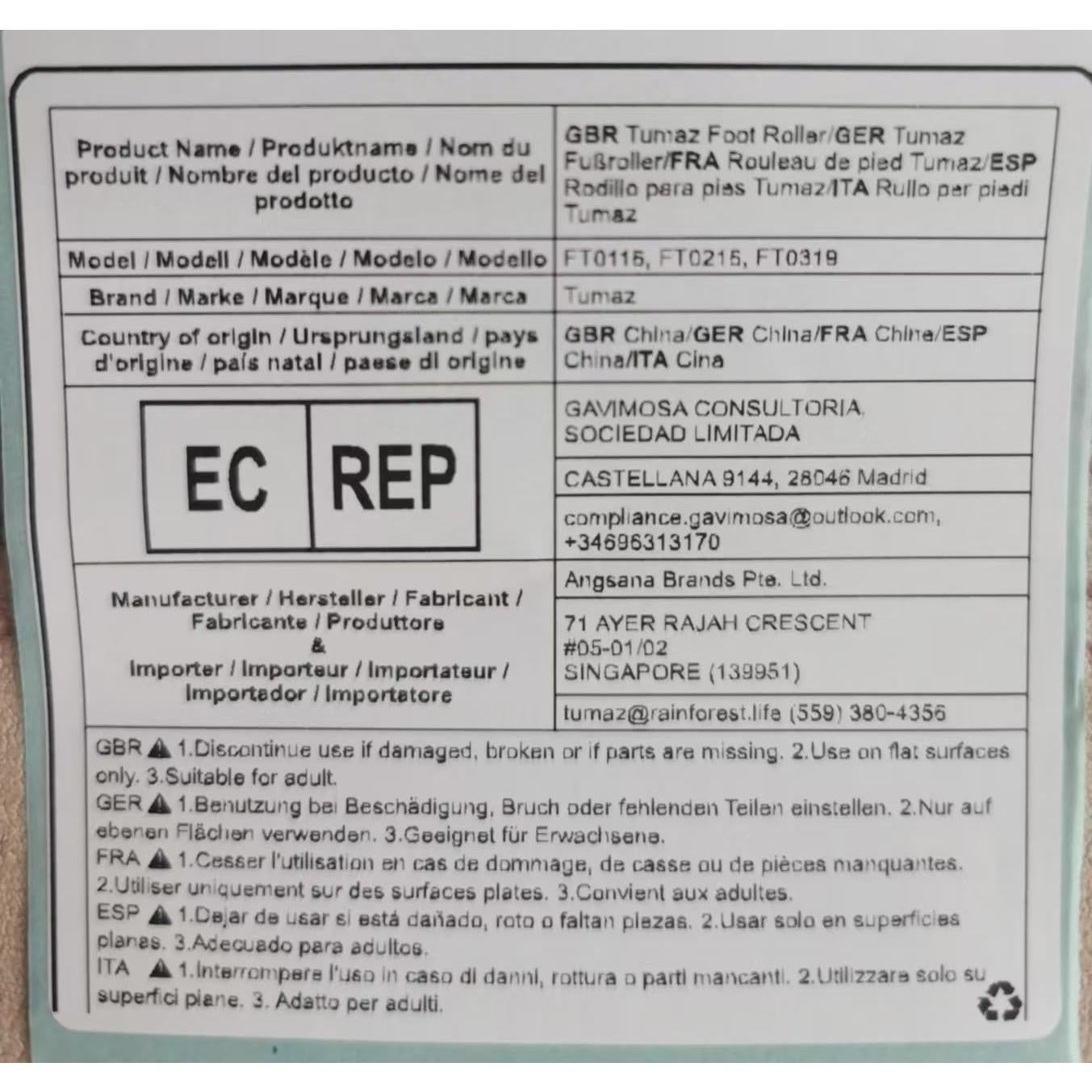 Rodillo de Masaje para Pies Tumaz - Alivio de Fascitis Plantar