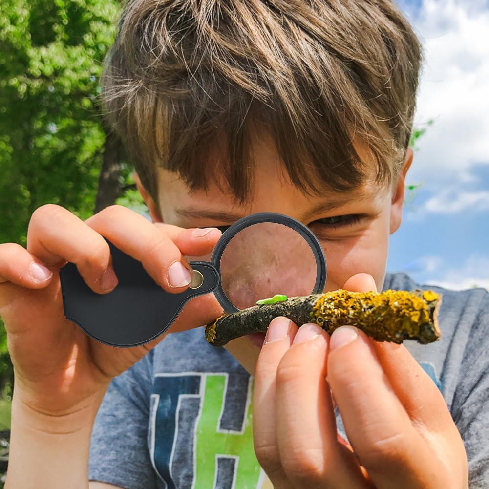 Lupa de bolsillo 20X QKDS, 2 piezas, portátil y plegable