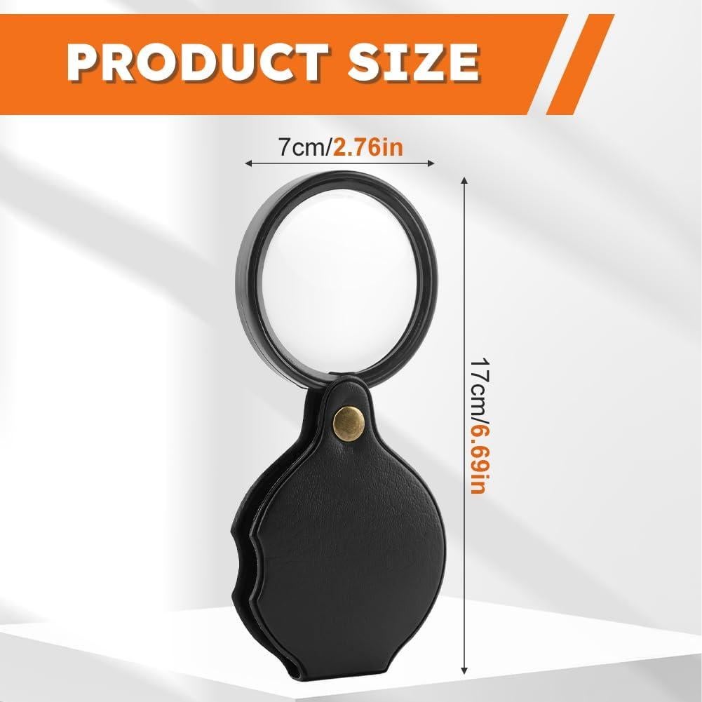 Lupa de bolsillo 20X QKDS, 2 piezas, portátil y plegable