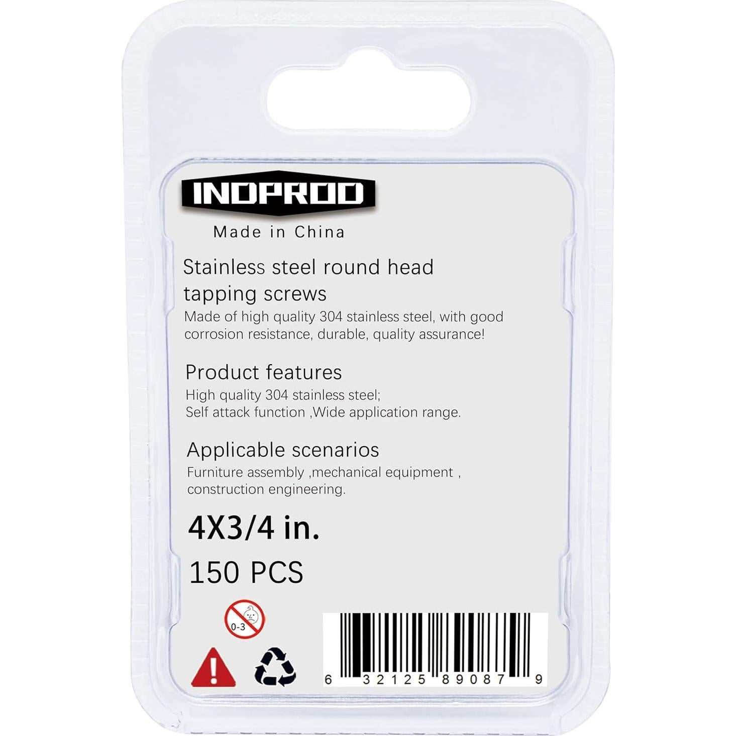 Juego de Tornillos Autoperforantes INDPROD #4 x 20mm Acero Inoxidable