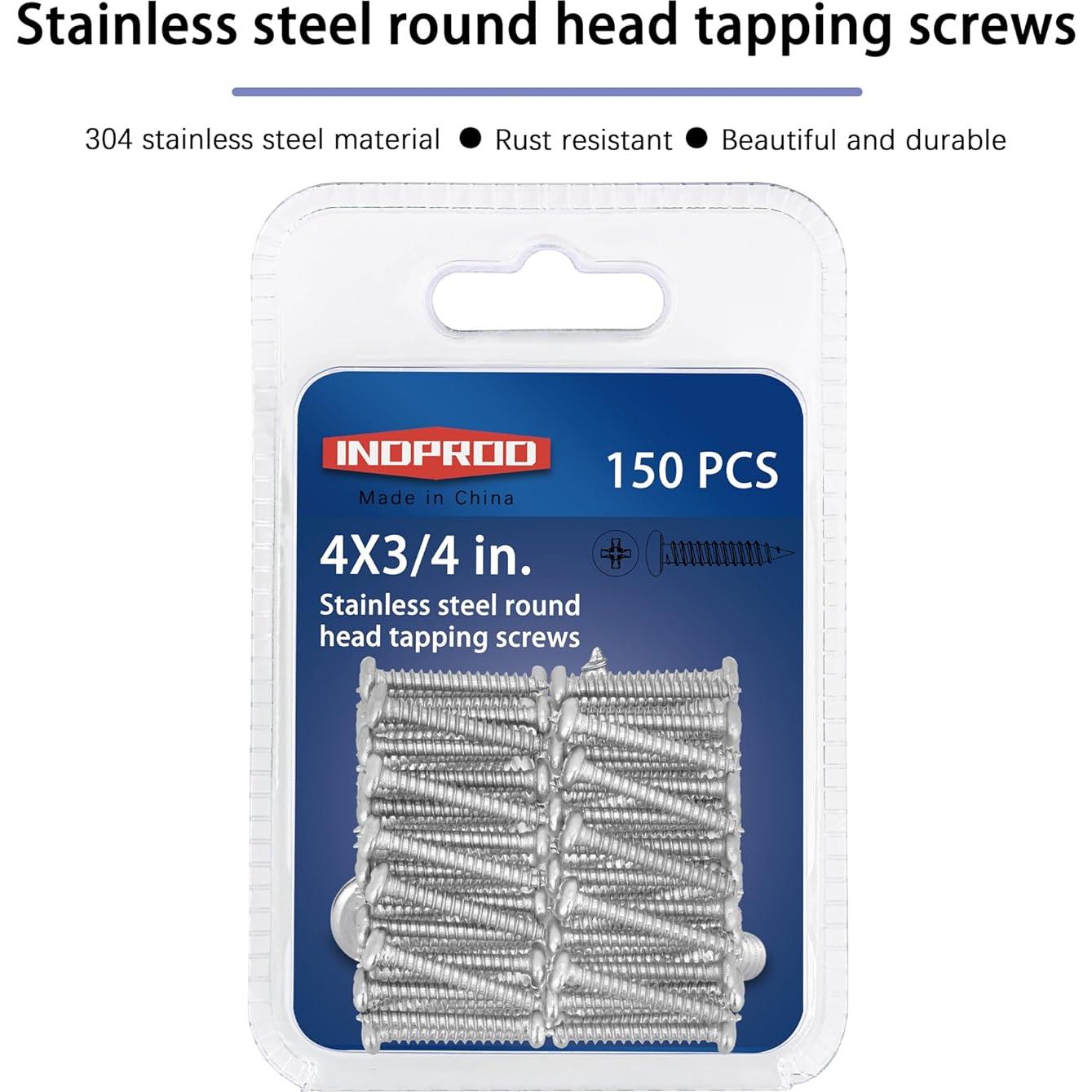 Juego de Tornillos Autoperforantes INDPROD #4 x 20mm Acero Inoxidable