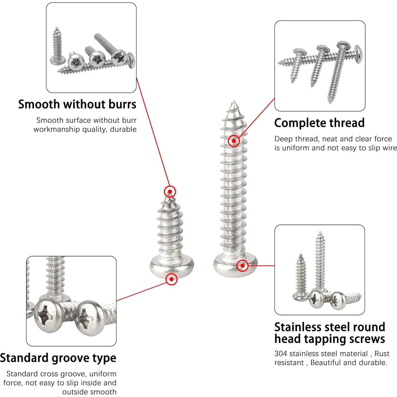 Juego de Tornillos Autoperforantes INDPROD #4 x 20mm Acero Inoxidable