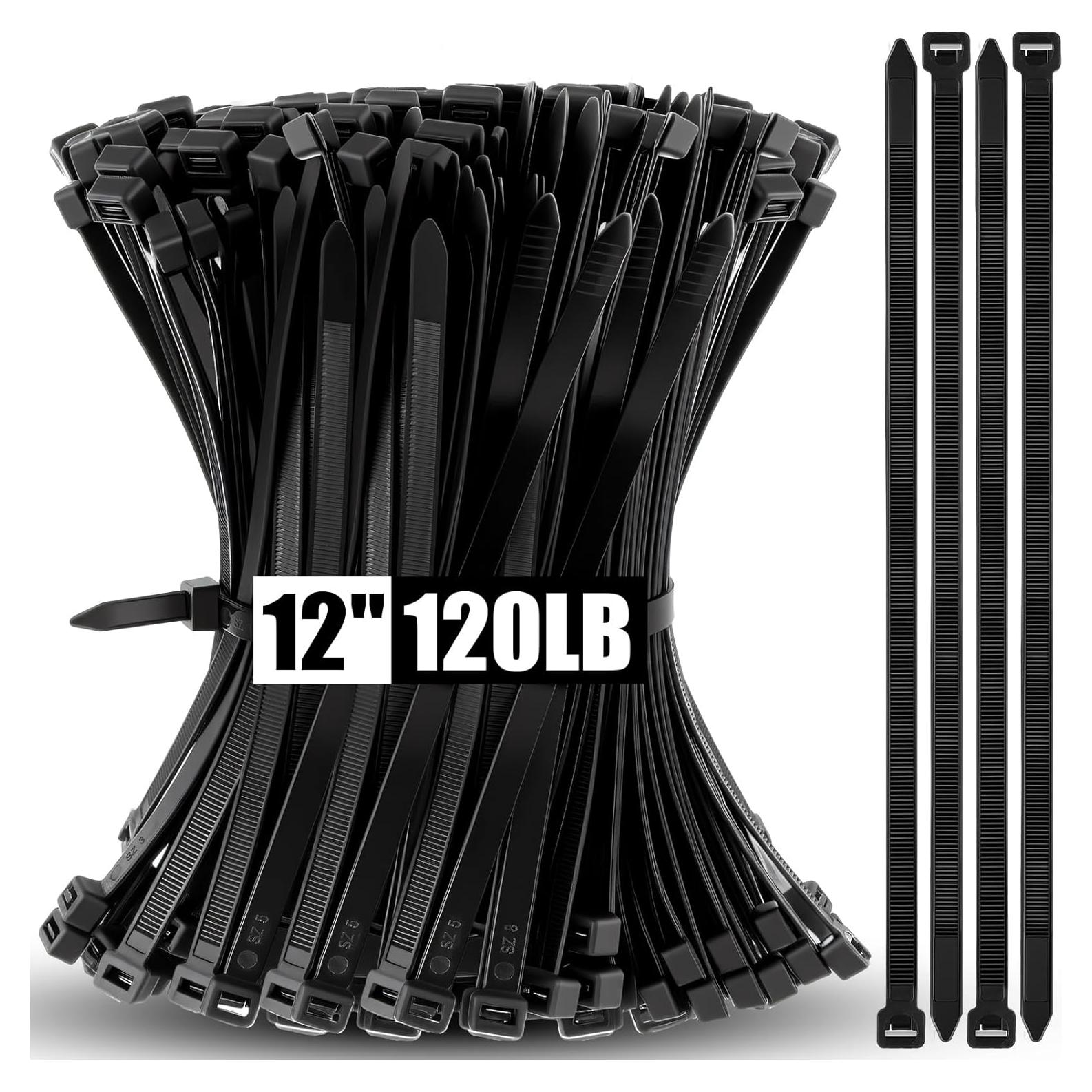 500 Bridas de Plástico Pesadas Reallnaive 30.48 cm Negras