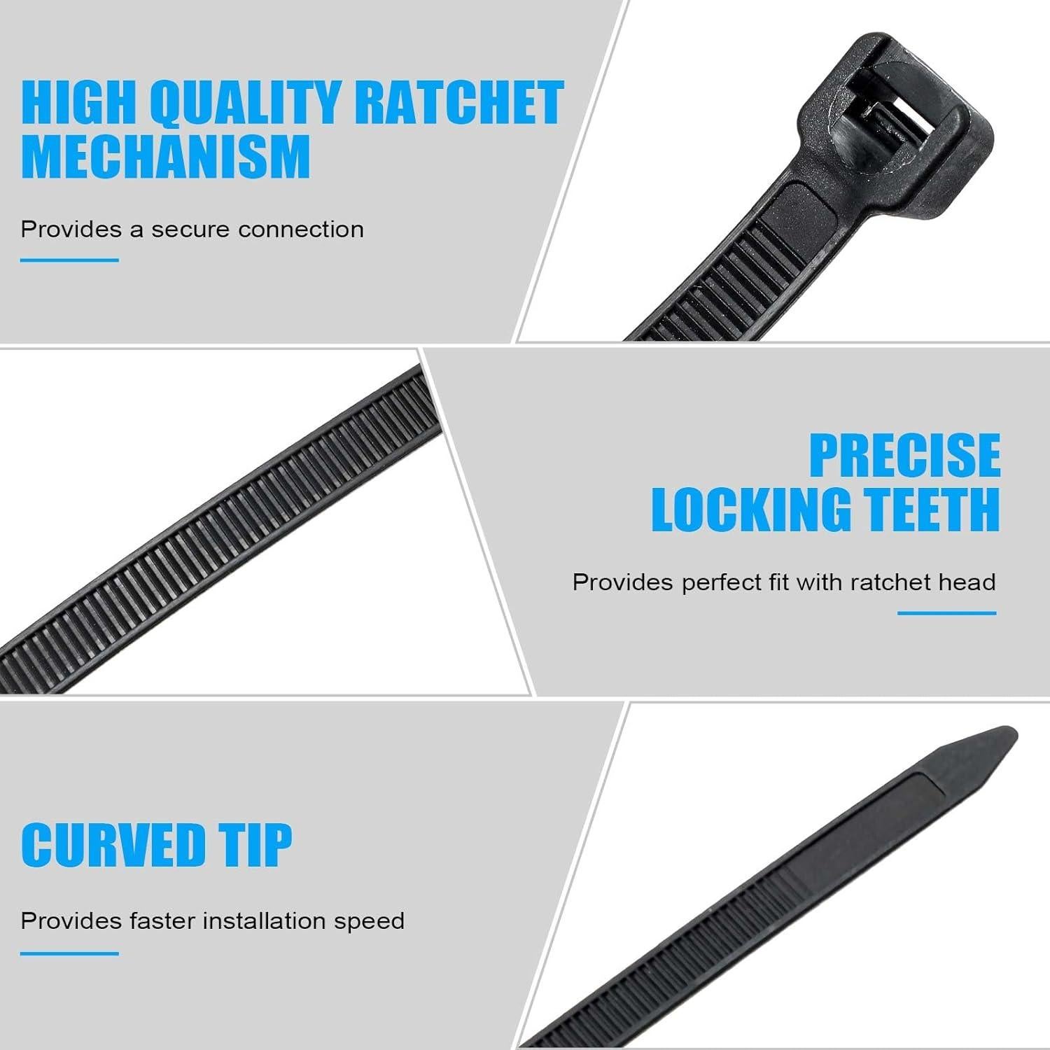 500 Bridas de Plástico Pesadas Reallnaive 30.48 cm Negras