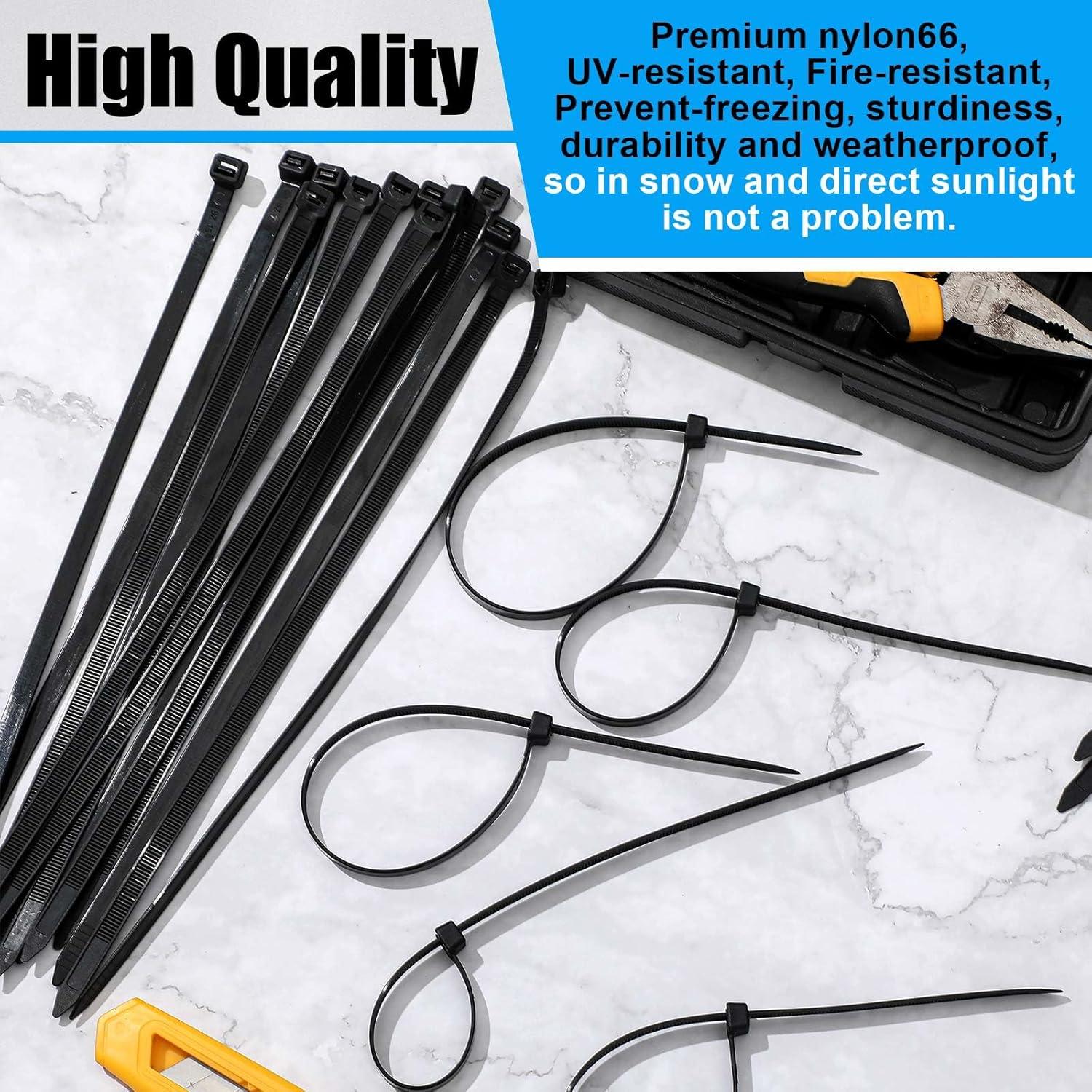 500 Bridas de Plástico Pesadas Reallnaive 30.48 cm Negras