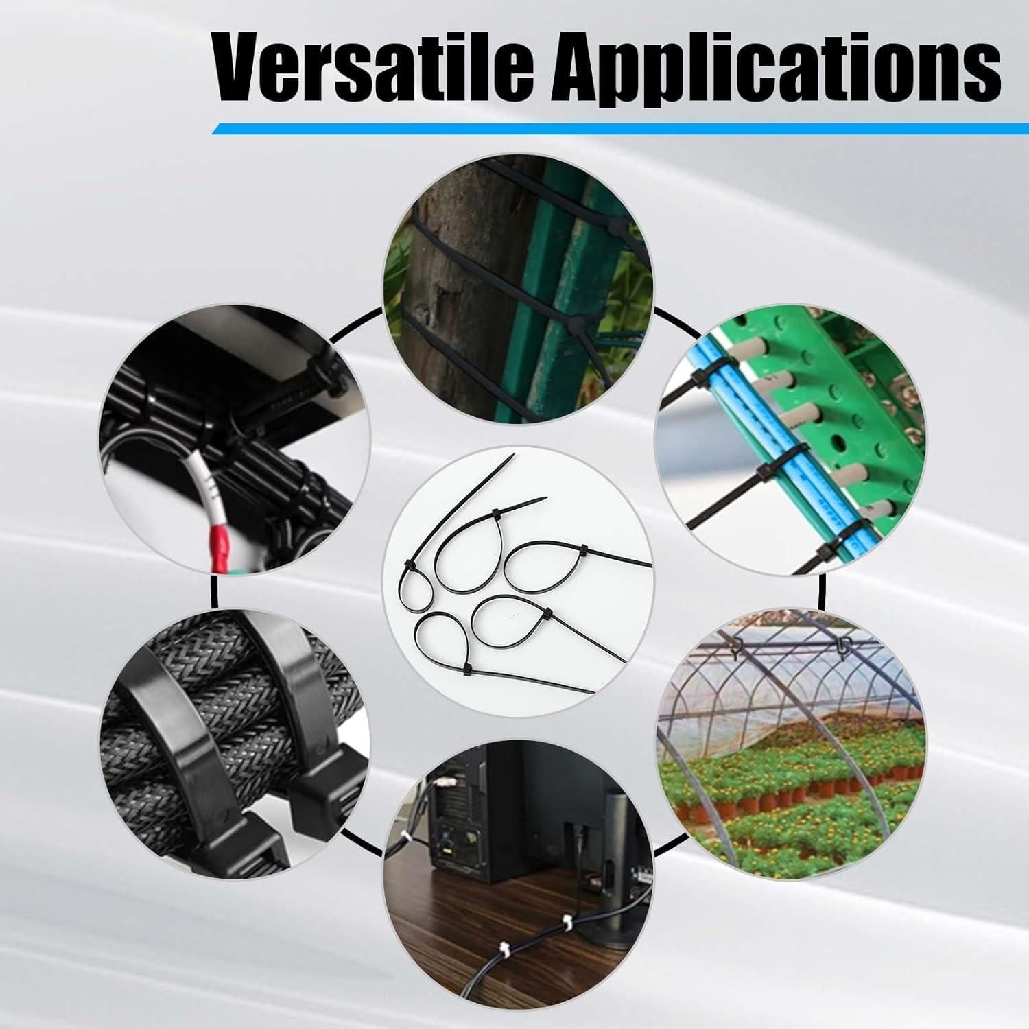 500 Bridas de Plástico Pesadas Reallnaive 30.48 cm Negras