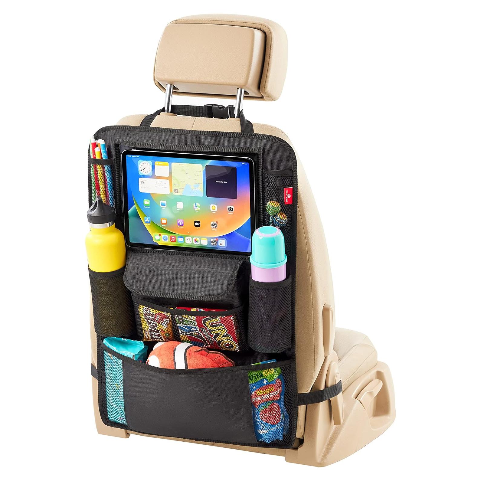 Organizador de Asiento de Coche Helteko Negro, Soporte Tableta 30 cm