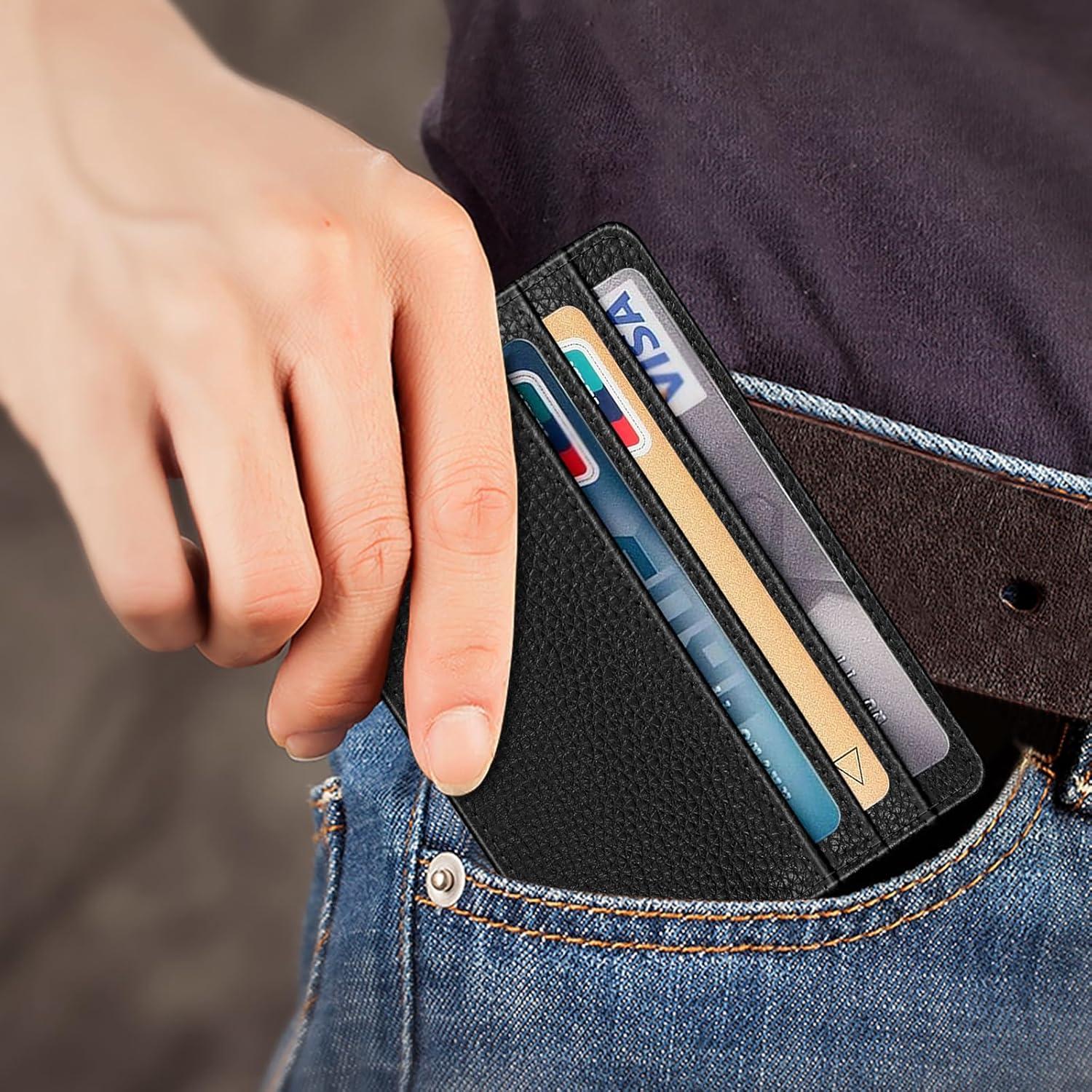 Cartera Slim Fintie Negra con Bloqueo RFID y 4 Ranuras