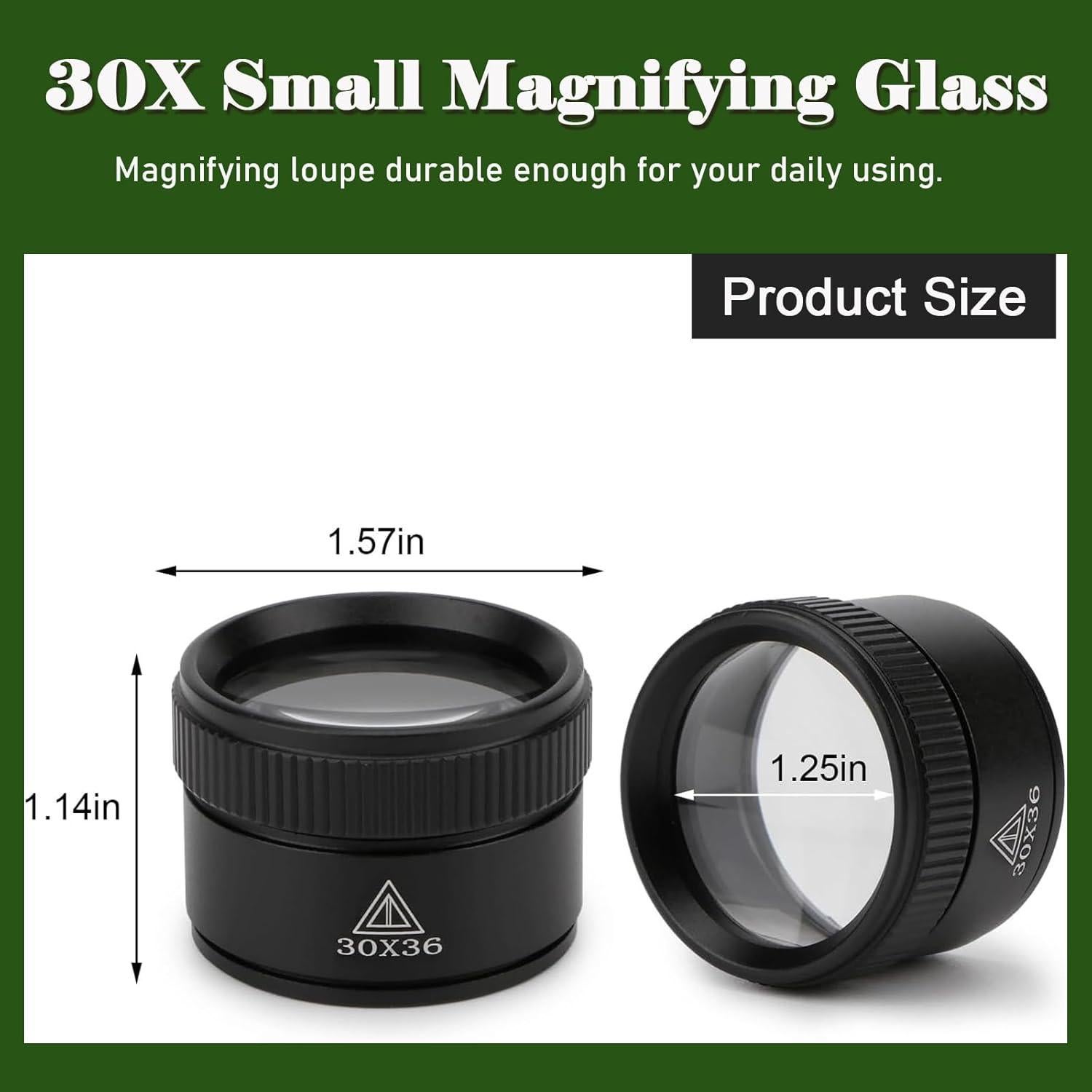 Lupa portátil 30X Rongon con lente de vidrio óptico