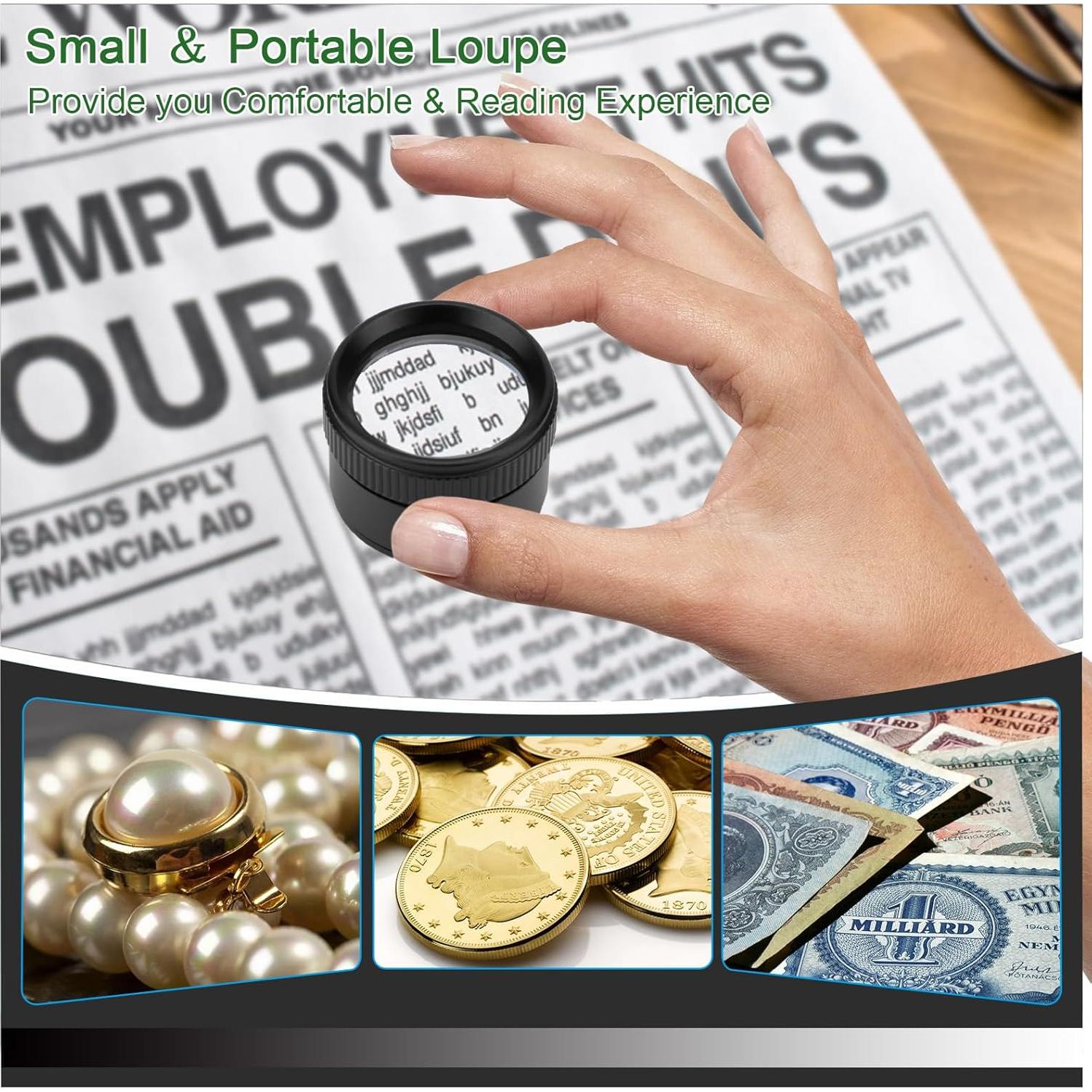 Lupa portátil 30X Rongon con lente de vidrio óptico