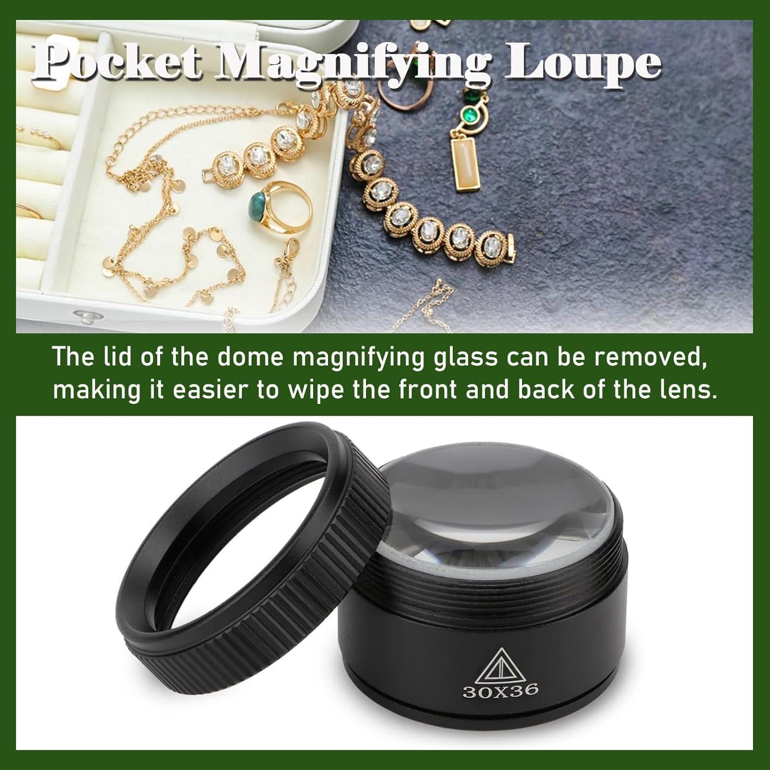 Lupa portátil 30X Rongon con lente de vidrio óptico