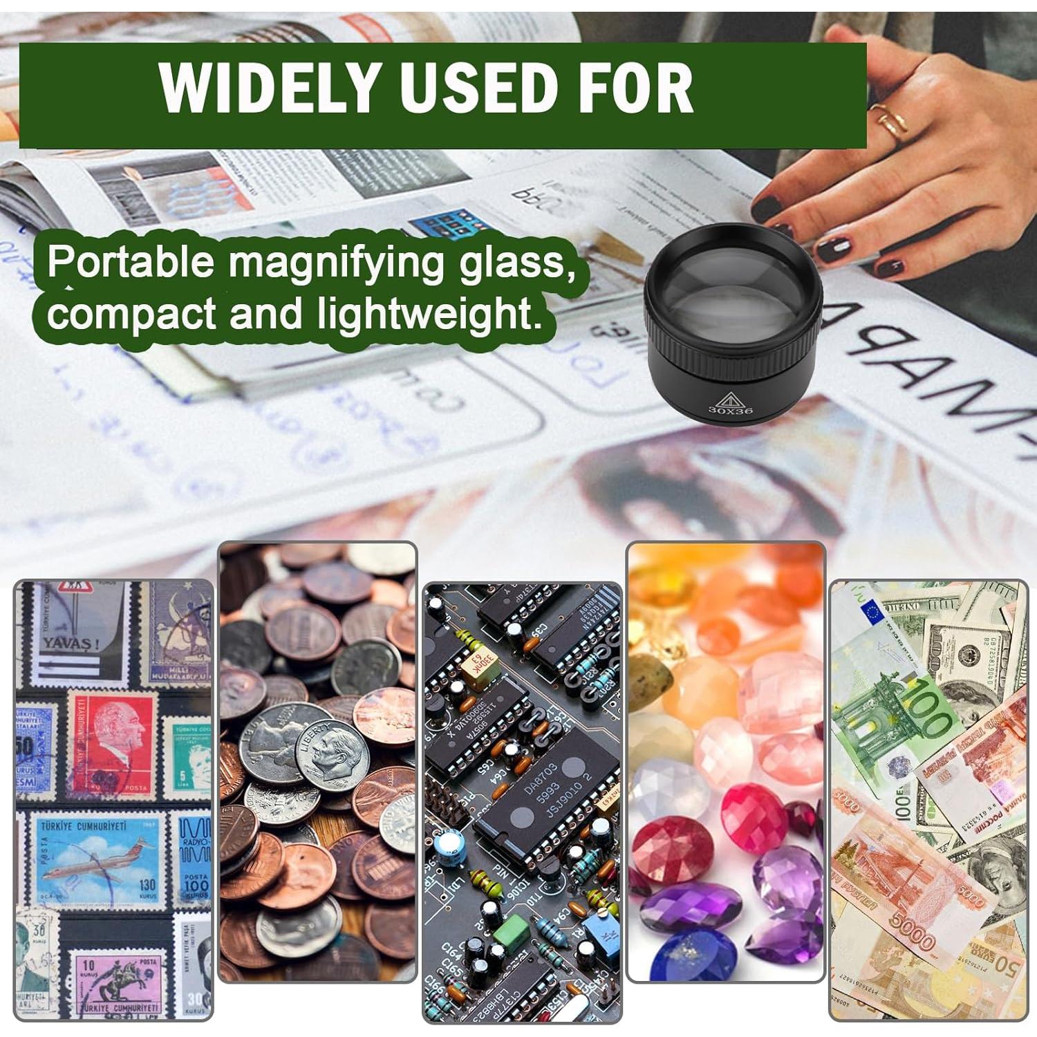 Lupa portátil 30X Rongon con lente de vidrio óptico