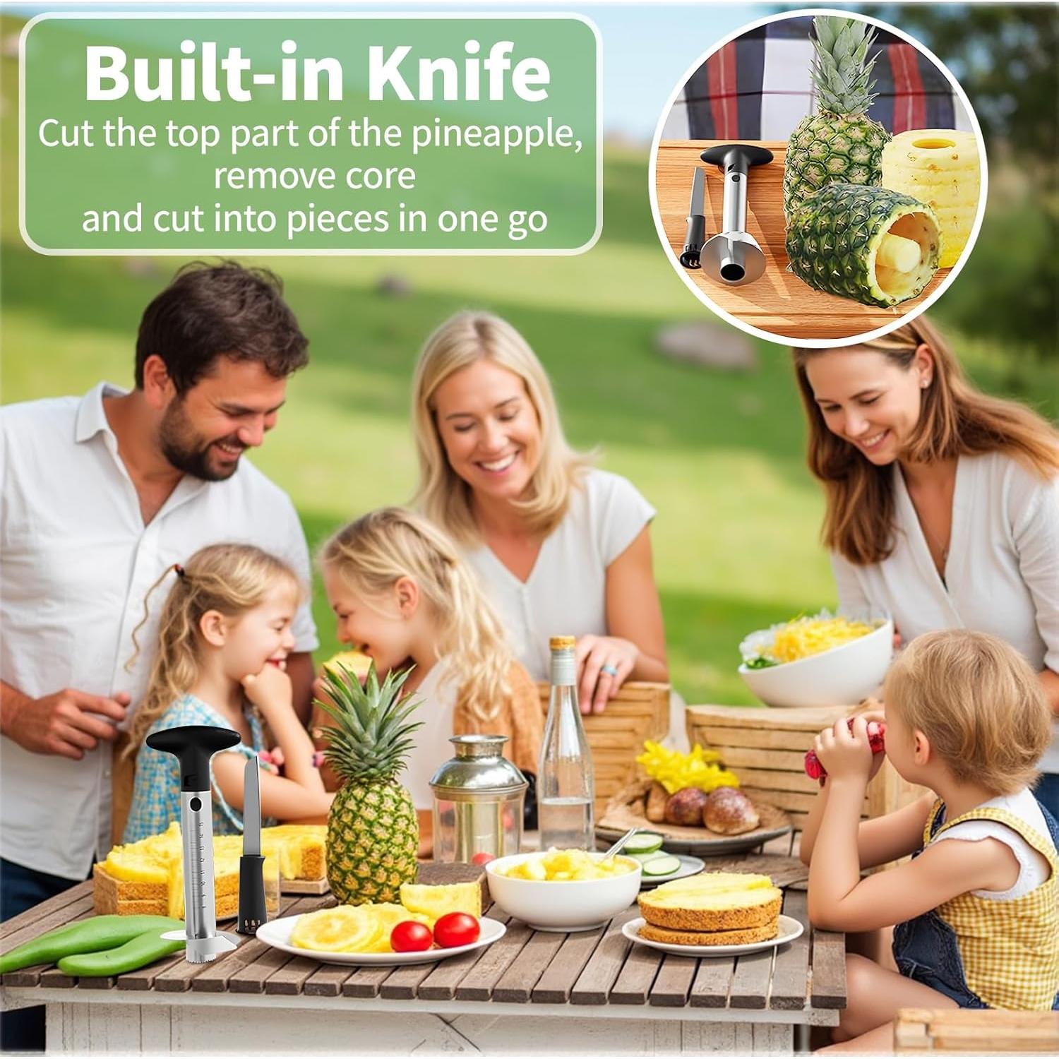 Cortador de Piña YYP de Acero Inoxidable con Medidas - Negro