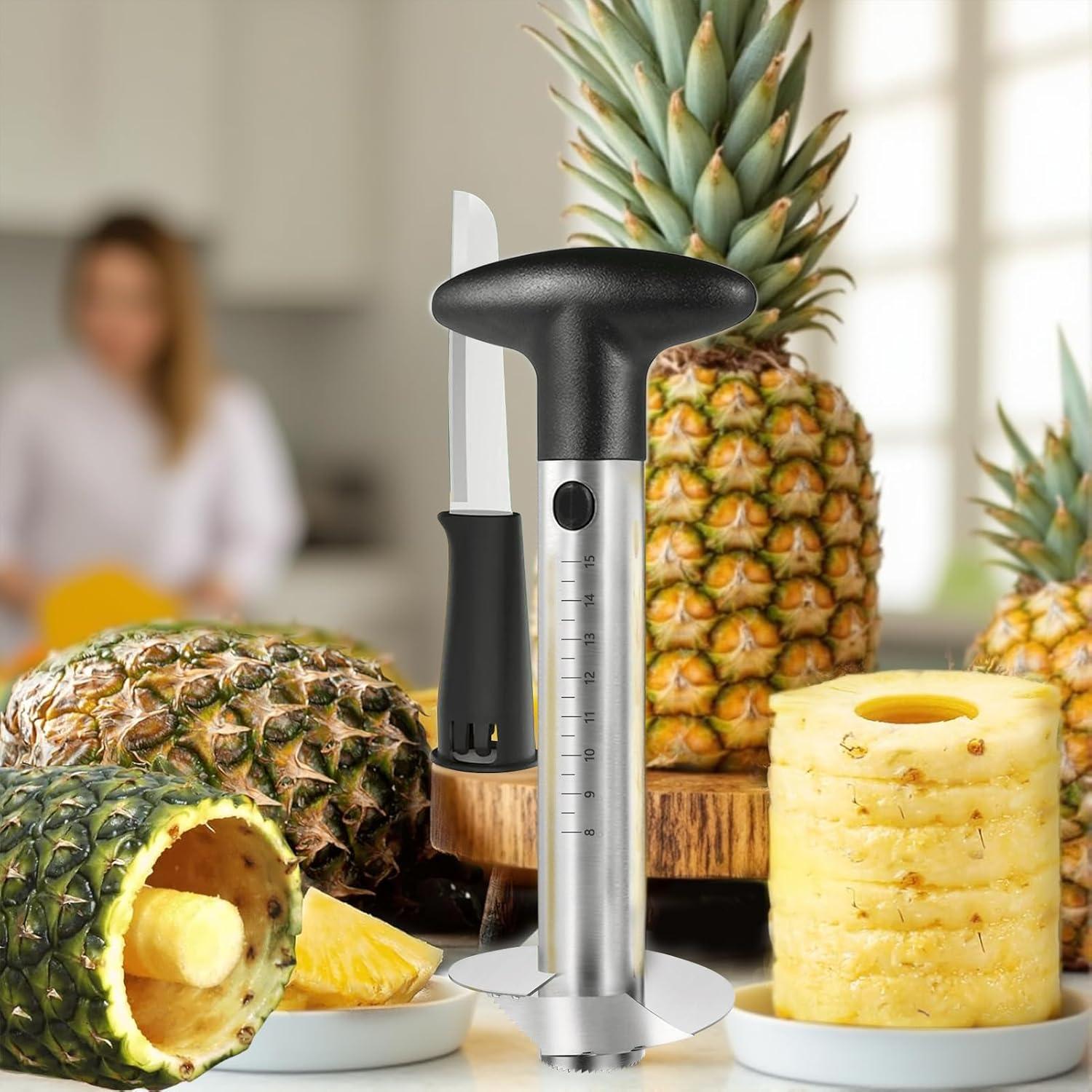 Cortador de Piña YYP de Acero Inoxidable con Medidas - Negro