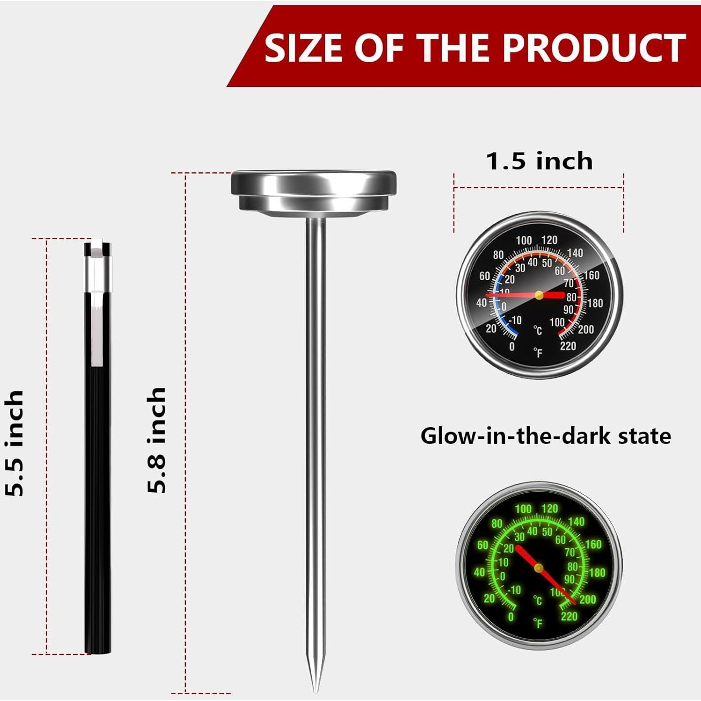 Termómetro de Carne EKOOTIMO Sonda Inoxidable 14.2 cm