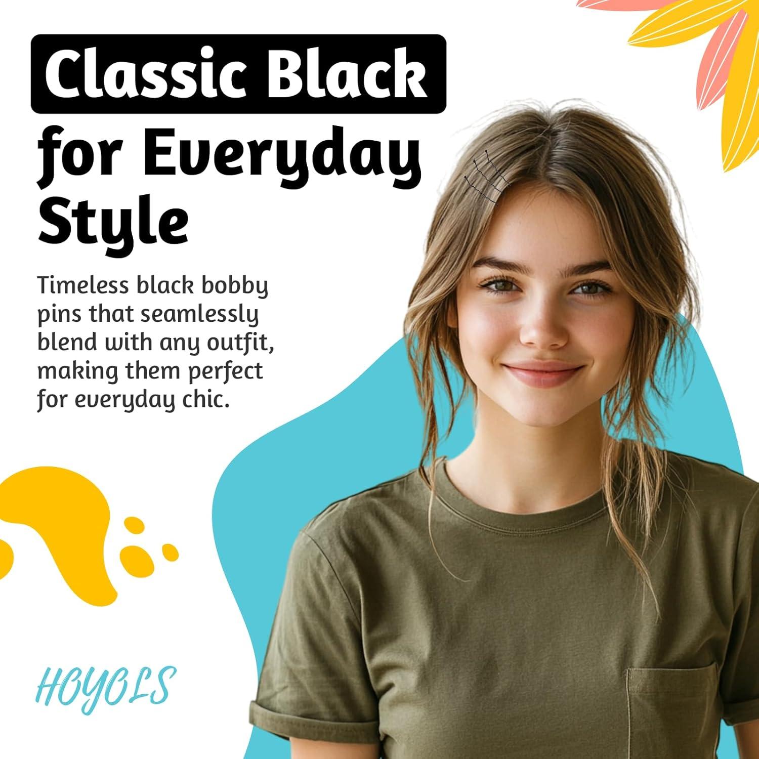 Pasadores Negros HOYOLS 150 Pcs 5-7 cm para Mujeres y Niñas