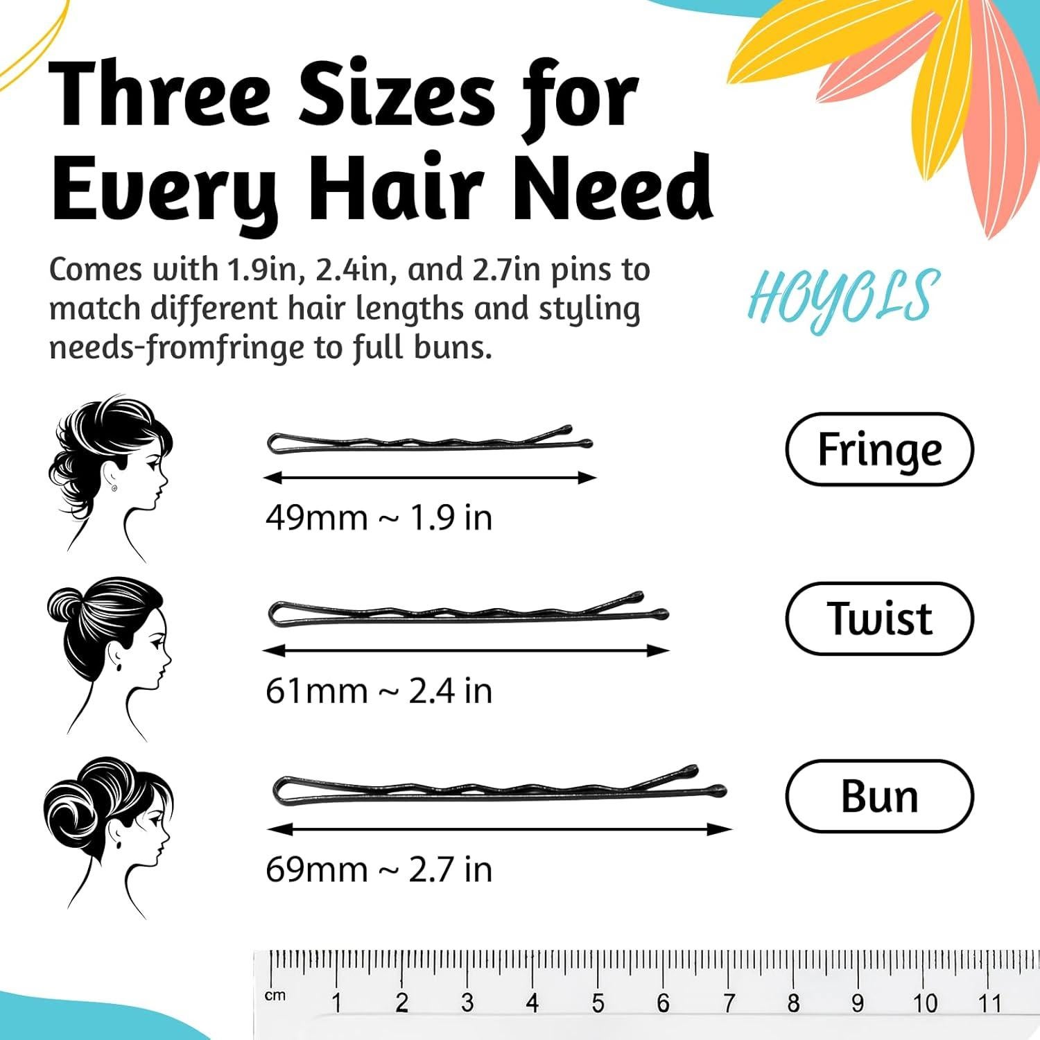 Pasadores Negros HOYOLS 150 Pcs 5-7 cm para Mujeres y Niñas