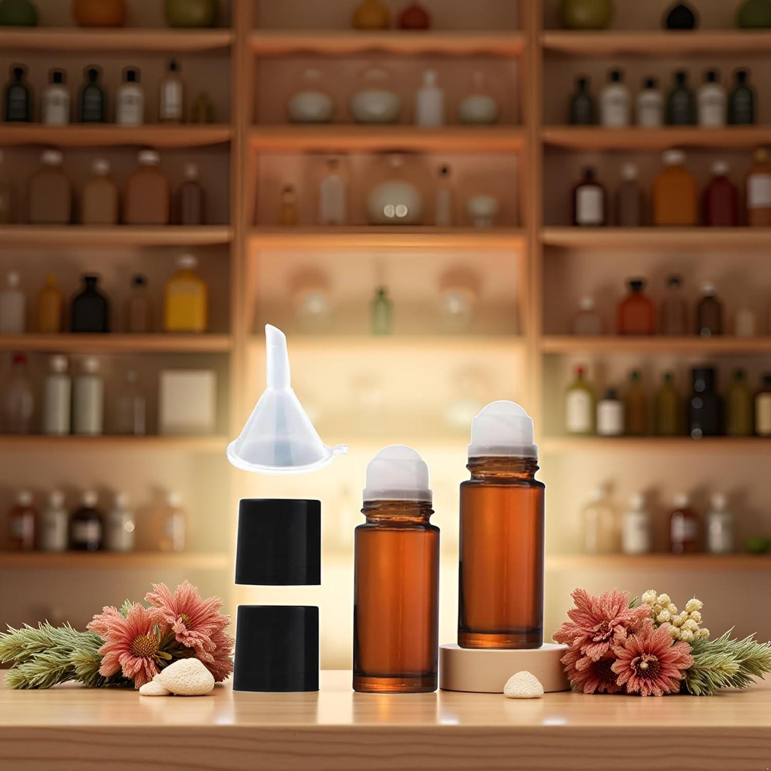 Set 2 Botellas de Rodillo Vidrio Marrón 30ml Qintreesify