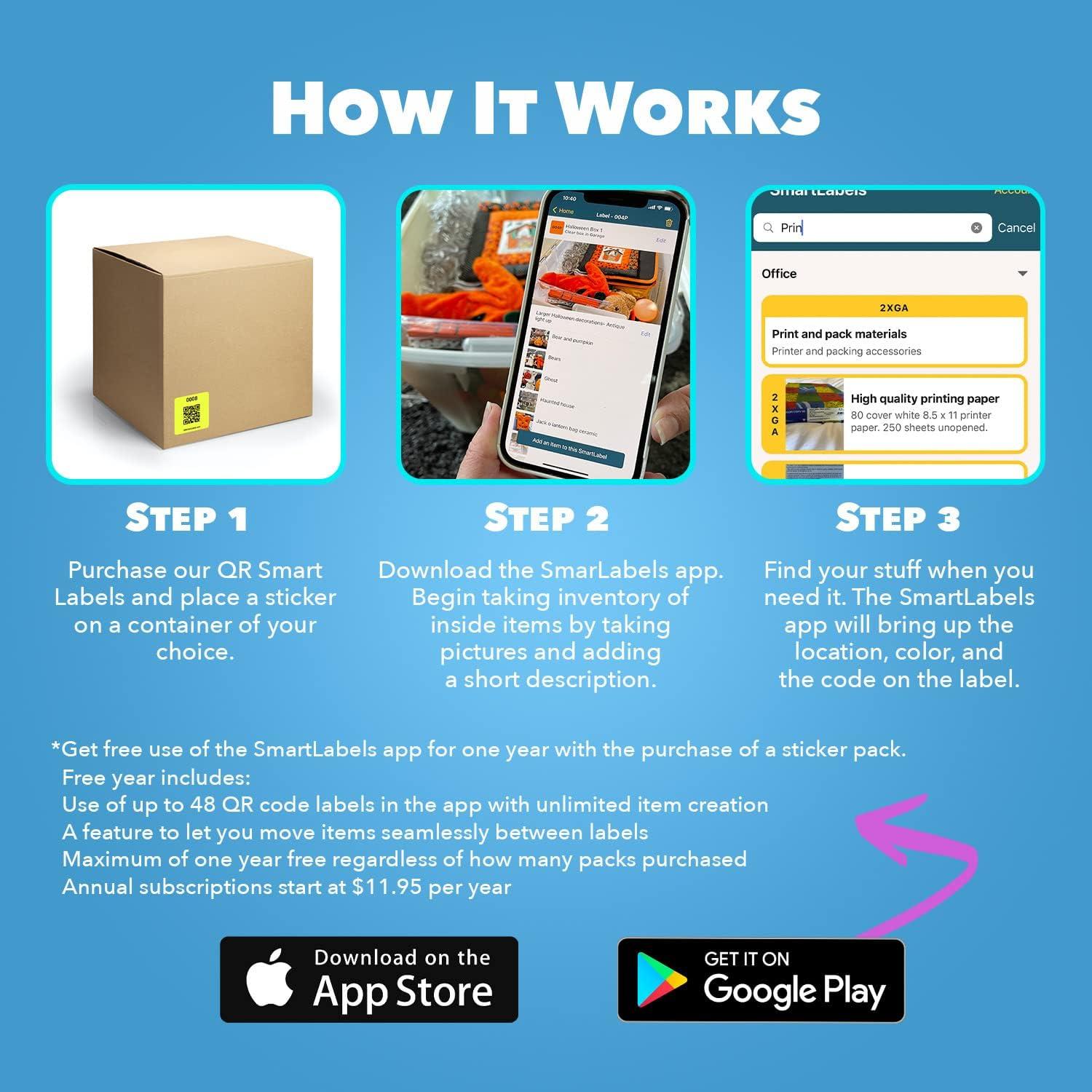 Paquete de 48 Etiquetas QR Smart Labels 6.35x6.35cm Colores